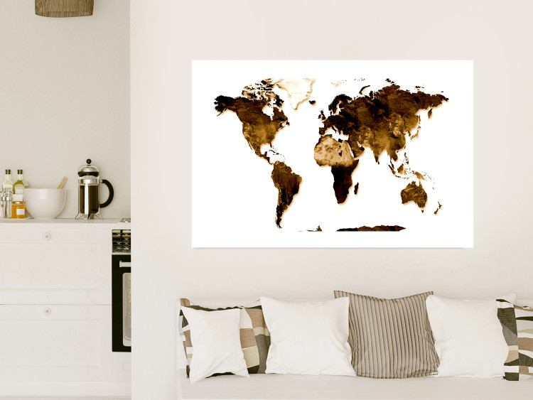 Wall Poster My World - world map with brown-colored continents on white background 123878 additionalImage 4