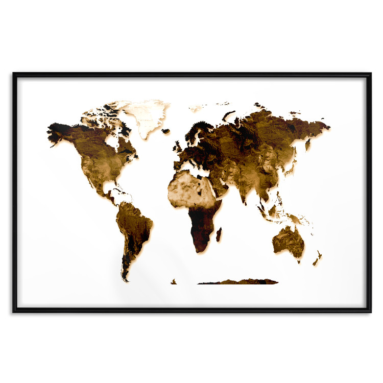 Wall Poster My World - world map with brown-colored continents on white background 123878 additionalImage 15