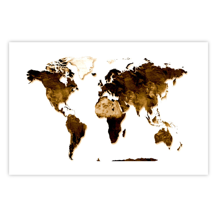 Wall Poster My World - world map with brown-colored continents on white background 123878 additionalImage 25