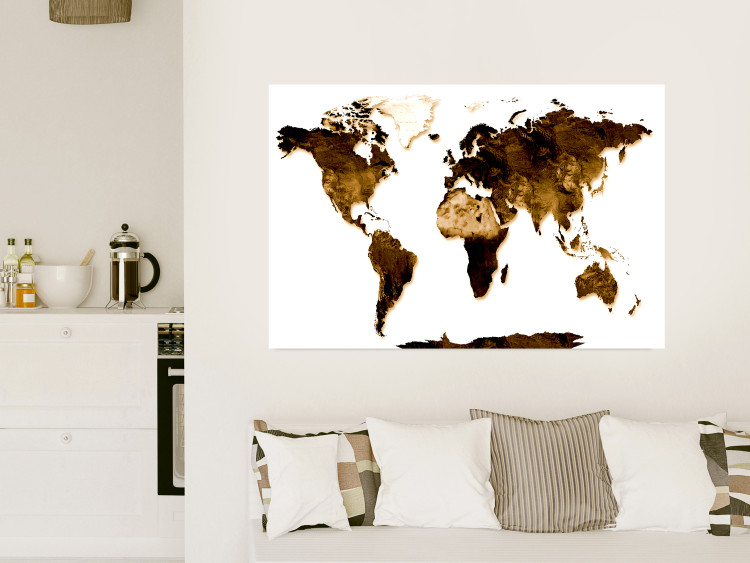 Wall Poster My World - world map with brown-colored continents on white background 123878 additionalImage 17