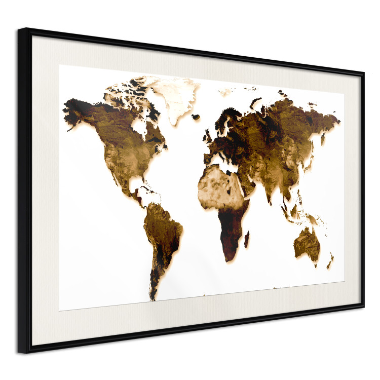Wall Poster My World - world map with brown-colored continents on white background 123878 additionalImage 3
