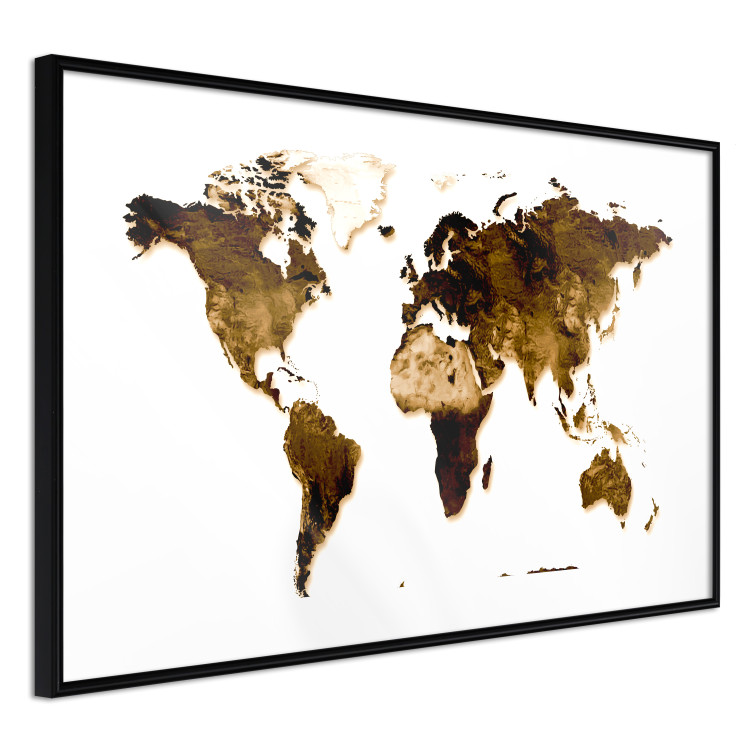 Wall Poster My World - world map with brown-colored continents on white background 123878 additionalImage 11