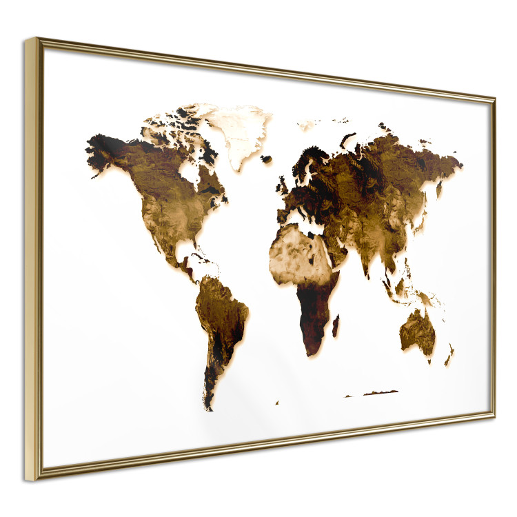 Wall Poster My World - world map with brown-colored continents on white background 123878 additionalImage 6