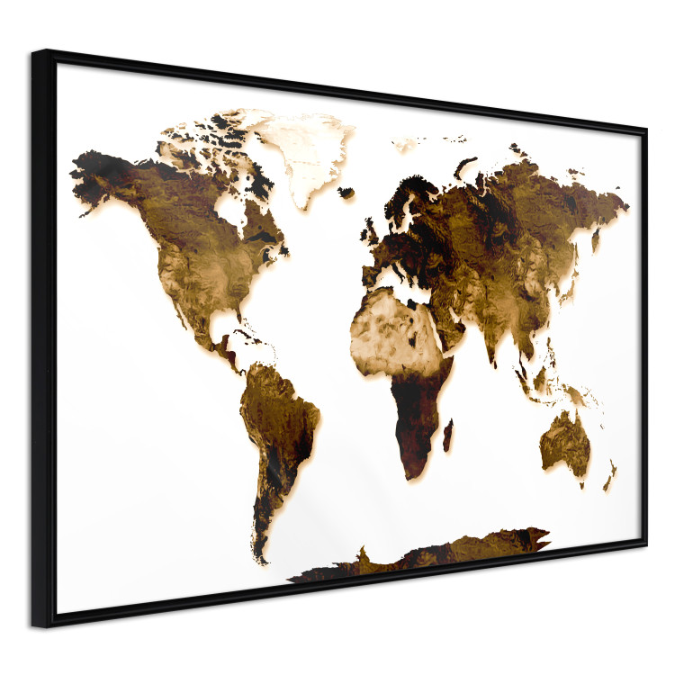 Wall Poster My World - world map with brown-colored continents on white background 123878 additionalImage 12