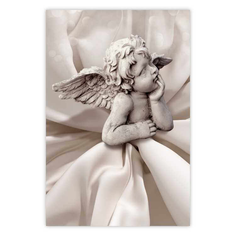 Wall Poster Loving Thoughts - light sculpture of a boy as an angel with wings 125178