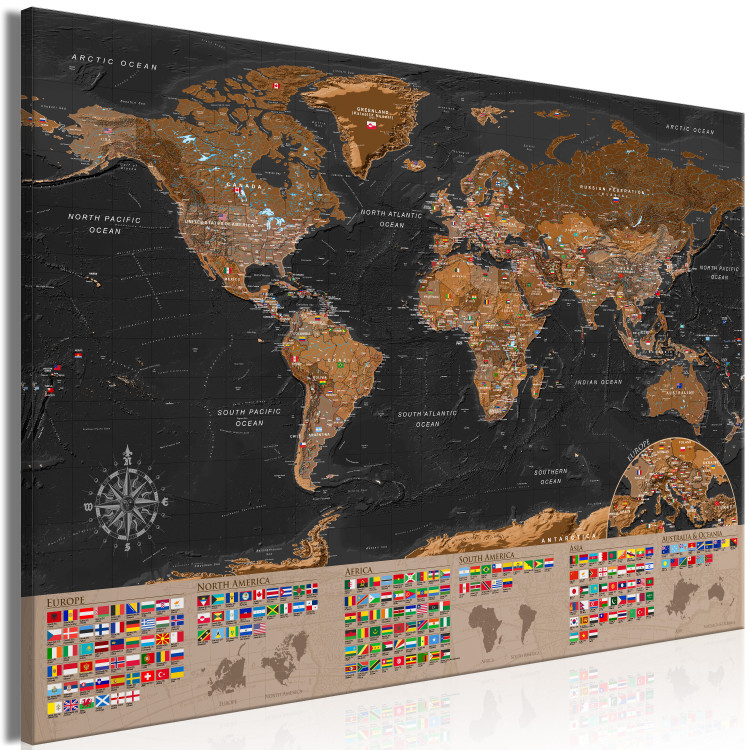 Large canvas print World: Brown Map [Large Format] 125478 additionalImage 3