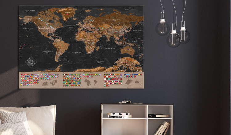 Large canvas print World: Brown Map [Large Format] 125478 additionalImage 6