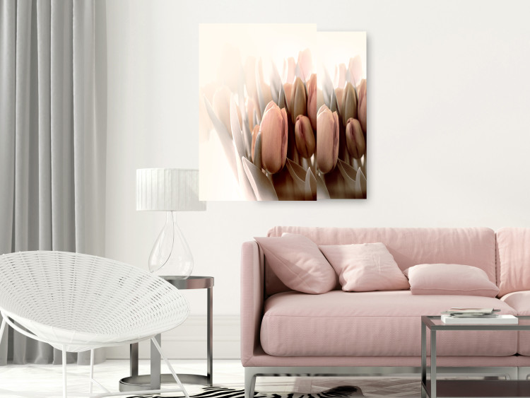 Poster Spring Mist - composition of colorful tulips against a bright glow 126678 additionalImage 11
