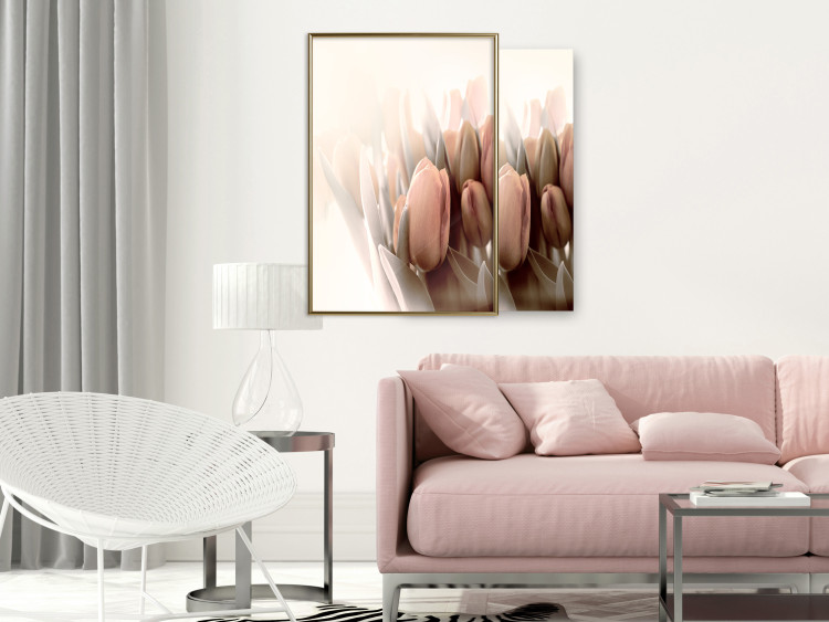 Poster Spring Mist - composition of colorful tulips against a bright glow 126678 additionalImage 9