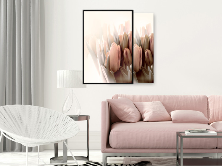 Poster Spring Mist - composition of colorful tulips against a bright glow 126678 additionalImage 10