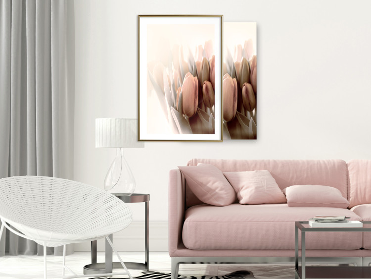 Poster Spring Mist - composition of colorful tulips against a bright glow 126678 additionalImage 13
