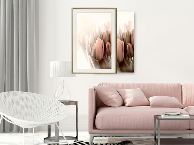 Poster Spring Mist - composition of colorful tulips against a bright glow 126678 additionalImage 22