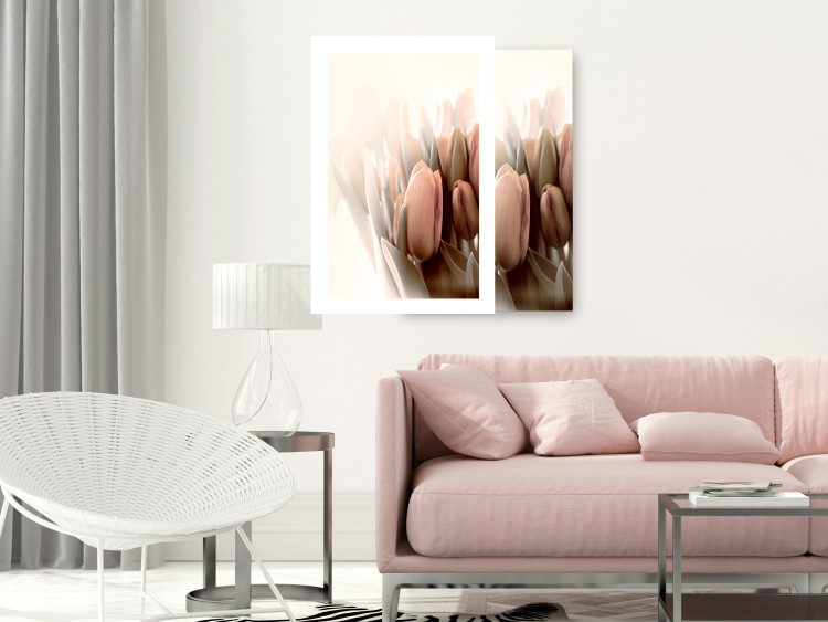 Poster Spring Mist - composition of colorful tulips against a bright glow 126678 additionalImage 14