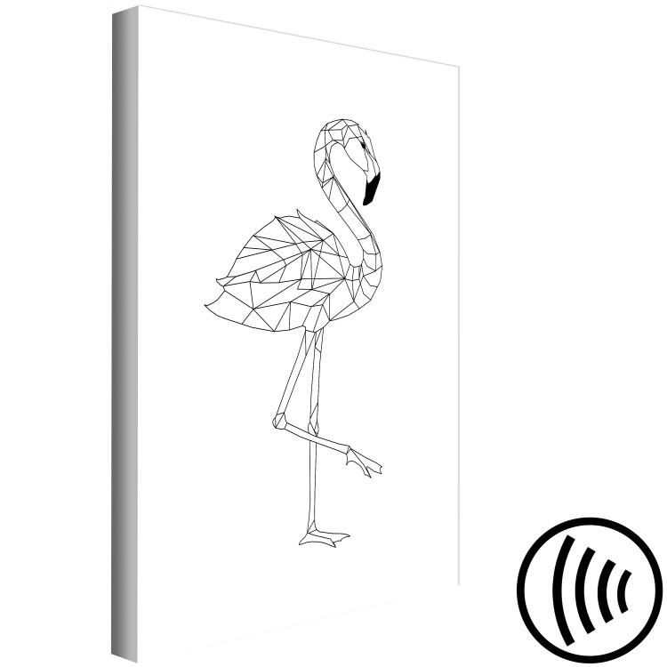 Canvas Art Print Flamingo with raised leg - geometric abstraction on a white background 128378 additionalImage 6