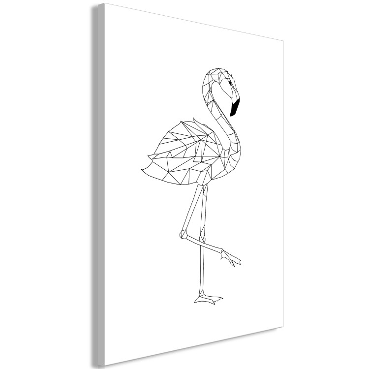 Canvas Art Print Flamingo with raised leg - geometric abstraction on a white background 128378 additionalImage 2