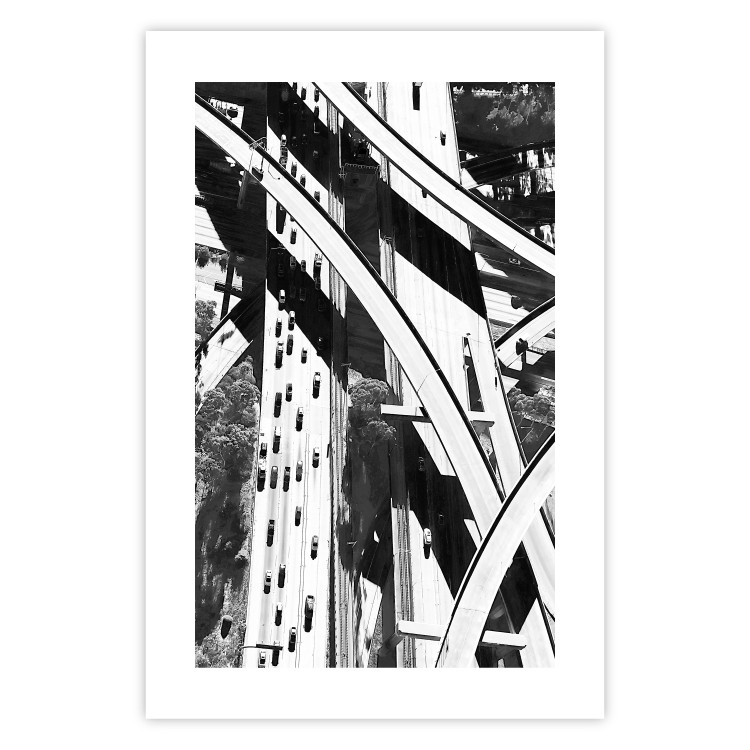 Poster City Geometry - gray street architecture in a city with cars 129778 additionalImage 25