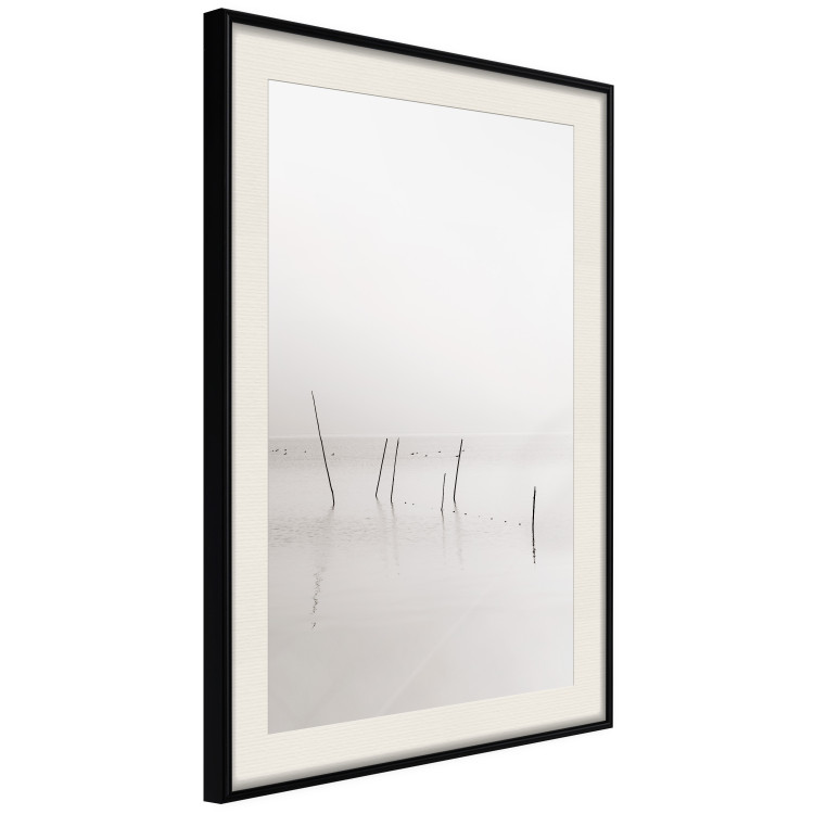 Poster Misty Trail - landscape of sticks protruding from the water on a white background 130378 additionalImage 2