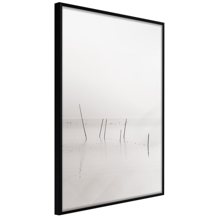 Poster Misty Trail - landscape of sticks protruding from the water on a white background 130378 additionalImage 11