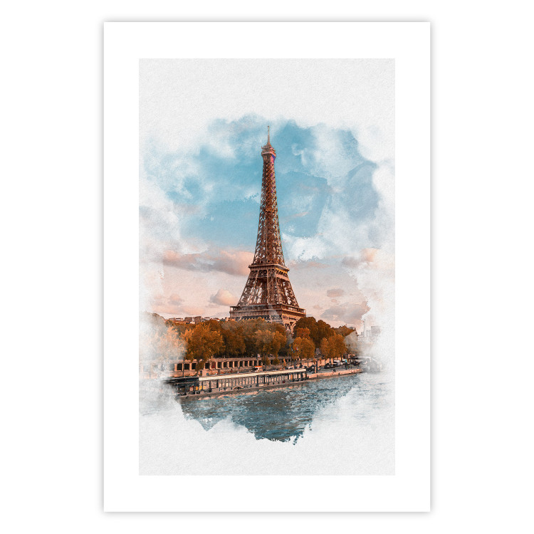Poster Parisian View - colorful landscape of the Eiffel Tower in watercolor motif 131778 additionalImage 19