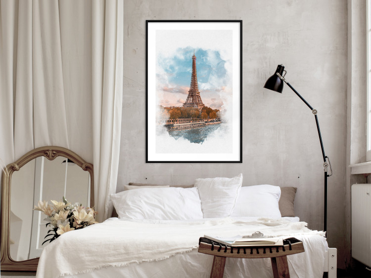 Poster Parisian View - colorful landscape of the Eiffel Tower in watercolor motif 131778 additionalImage 18