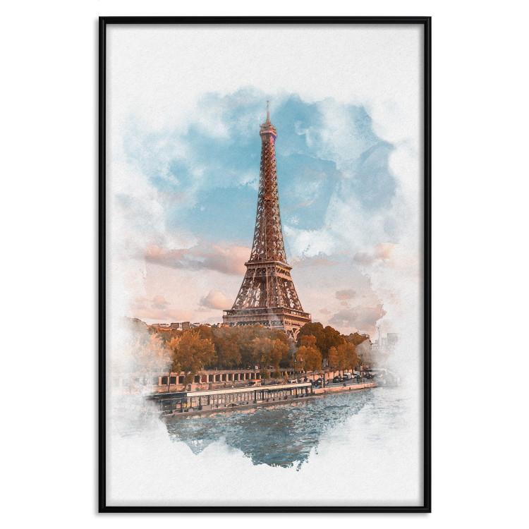 Poster Parisian View - colorful landscape of the Eiffel Tower in watercolor motif 131778 additionalImage 16