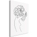 Canvas Art Print Figure with flower - black-white, linear woman silhouette and flowers 132178 additionalThumb 2