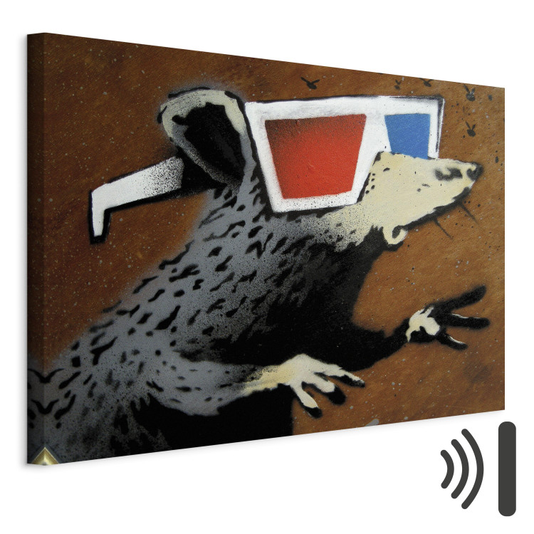 Canvas Print Rat in 3D Glasses (Banksy) - street art of a whimsical animal 132478 additionalImage 8