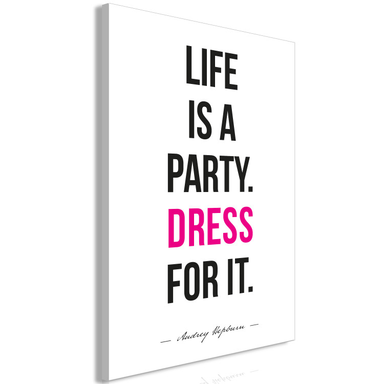 Canvas Art Print Life is a party - typographic graphic with an English quote 134178 additionalImage 2