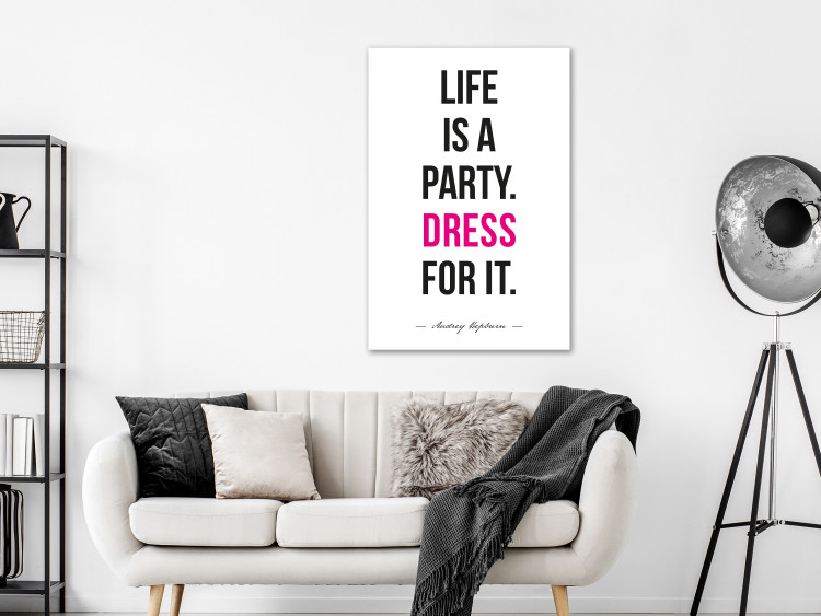 Canvas Art Print Life is a party - typographic graphic with an English quote 134178 additionalImage 3