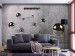Wall Mural Silver balls - white boards and geometric figures on a concrete wall 134378