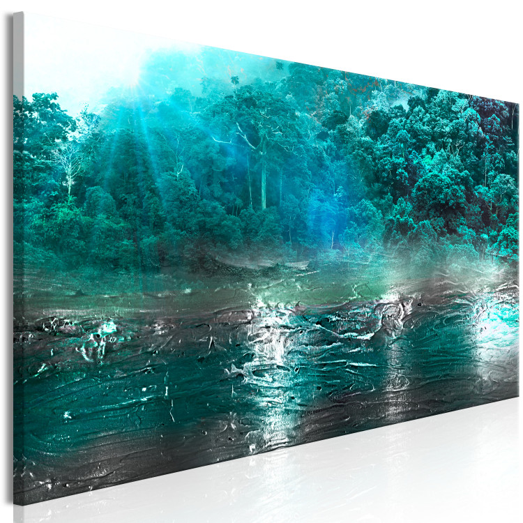 Canvas Turquoise Impression (1-piece) Narrow - blue abstract forest 134578 additionalImage 2