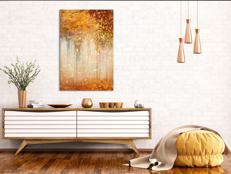 Canvas Apparition (1-piece) Vertical - abstract golden leaf texture 135378 additionalImage 3