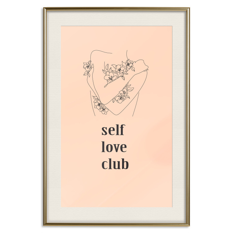 Wall Poster Self Love Club - woman lineart and texts on a pastel background 138878 additionalImage 26