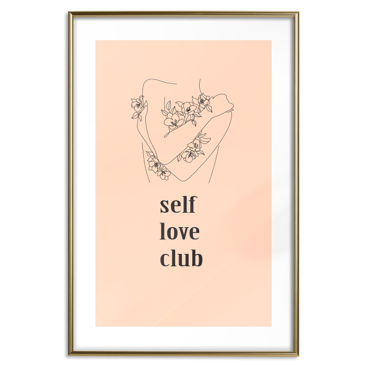 Wall Poster Self Love Club - woman lineart and texts on a pastel background 138878 additionalImage 20