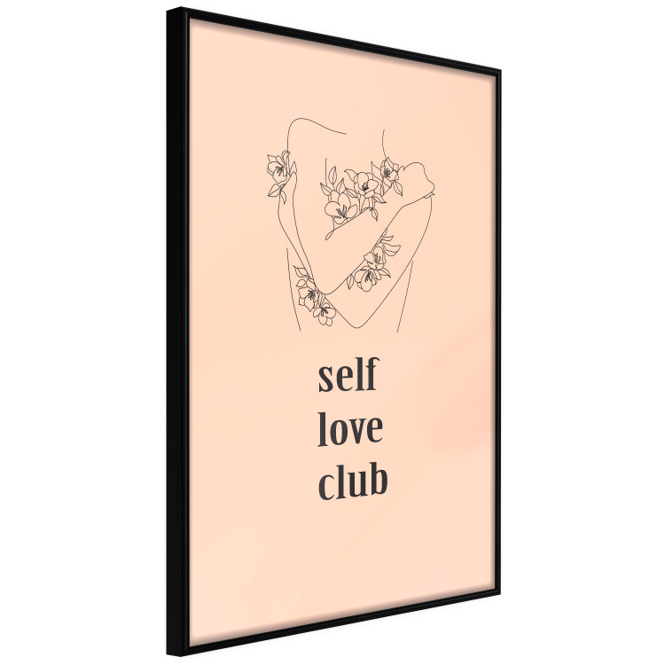 Wall Poster Self Love Club - woman lineart and texts on a pastel background 138878 additionalImage 3