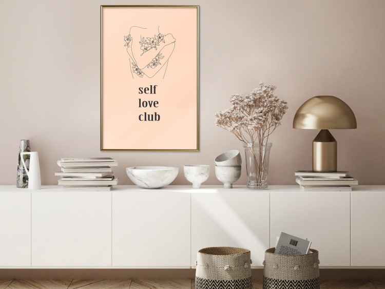 Wall Poster Self Love Club - woman lineart and texts on a pastel background 138878 additionalImage 14
