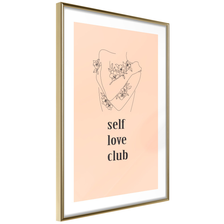 Wall Poster Self Love Club - woman lineart and texts on a pastel background 138878 additionalImage 2