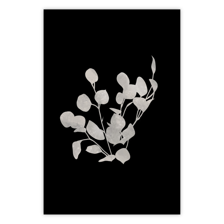 Poster Eucalyptus Twigs - Minimalist Leaves on a Dark Background 146178