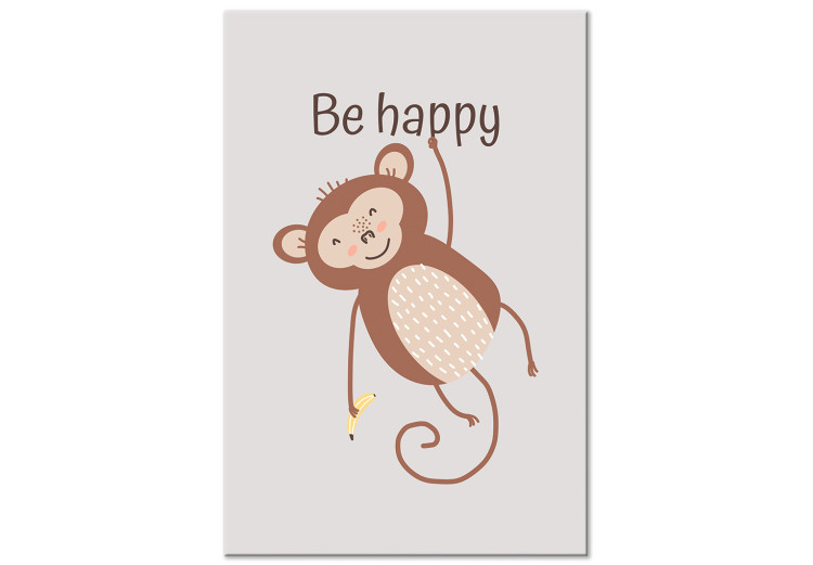 Canvas Be Happy (1-piece) - funny monkey and motivating slogan for children 146578
