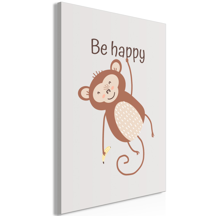 Canvas Be Happy (1-piece) - funny monkey and motivating slogan for children 146578 additionalImage 2