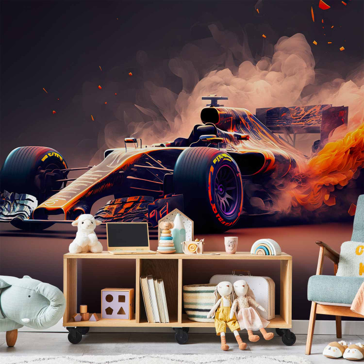 Wall Mural Fiery Racer - A Flaming Formula 1 Car Inspired by Video Games 150678 additionalImage 6