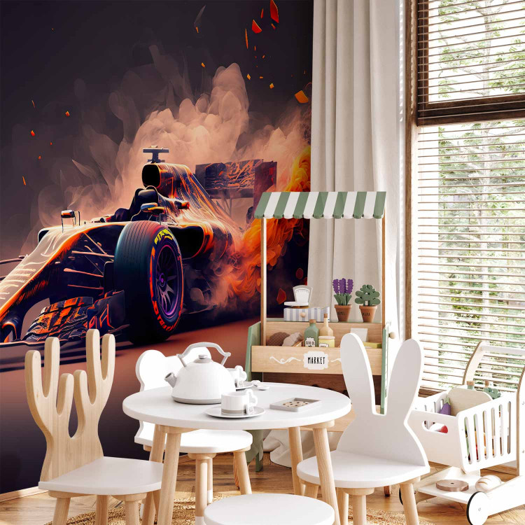 Wall Mural Fiery Racer - A Flaming Formula 1 Car Inspired by Video Games 150678 additionalImage 7