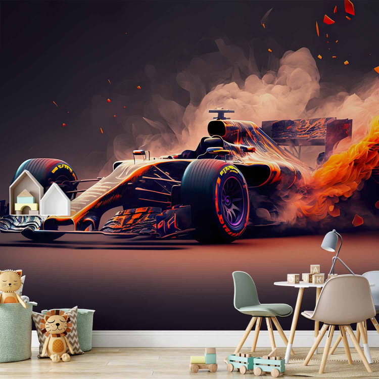 Wall Mural Fiery Racer - A Flaming Formula 1 Car Inspired by Video Games 150678 additionalImage 8