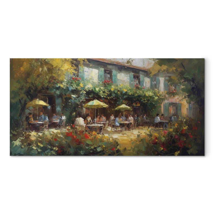 Large canvas print Cafe in Summer - A Painting Composition Inspired by the Style of Claude Monet [Large Format] 151078