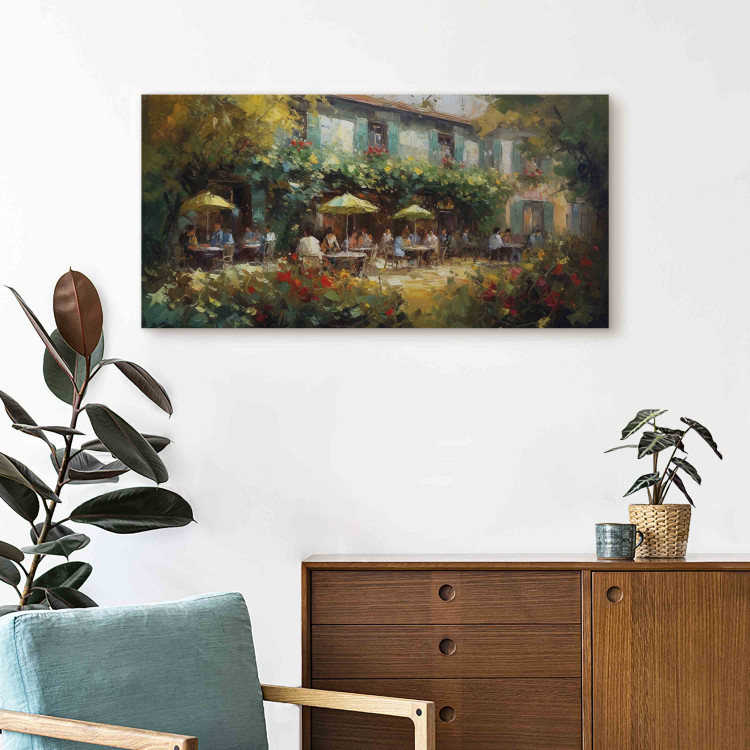 Large canvas print Cafe in Summer - A Painting Composition Inspired by the Style of Claude Monet [Large Format] 151078 additionalImage 6
