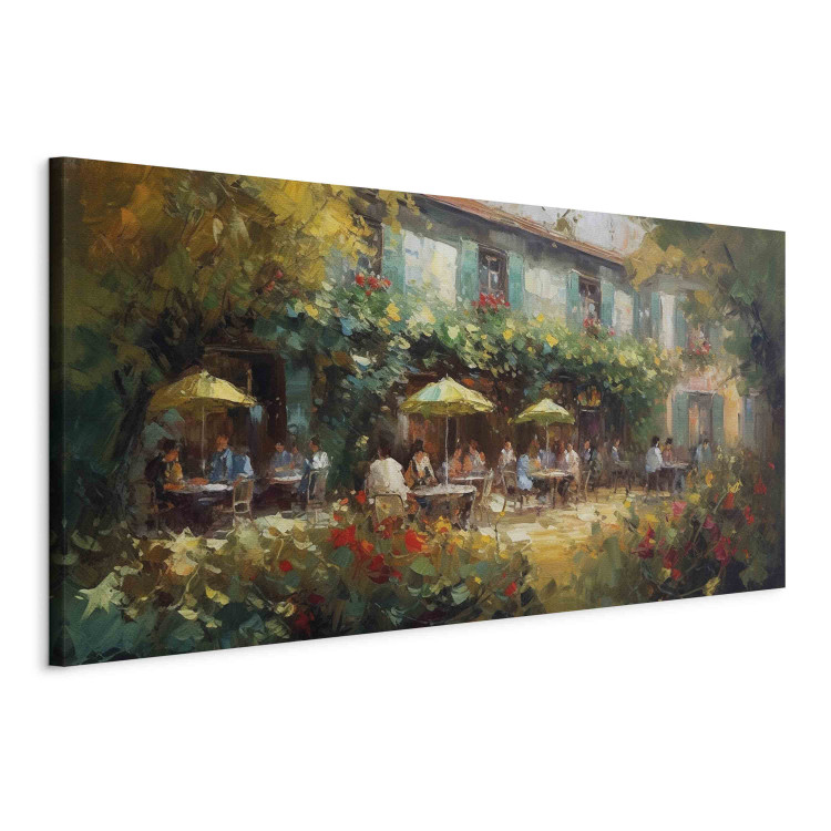 Large canvas print Cafe in Summer - A Painting Composition Inspired by the Style of Claude Monet [Large Format] 151078 additionalImage 3