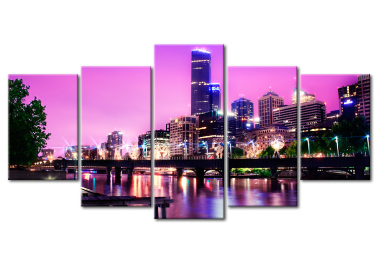 Canvas Art Print Night urban city skyline - Melbourne 50578