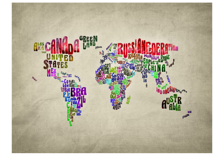 Photo Wallpaper Colourful Continents - World Map with English Text 59978 additionalImage 1