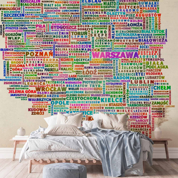 Wall Mural From Sea to Tatras - Map of Poland with Colorful City Names in Gradient 60078 additionalImage 2