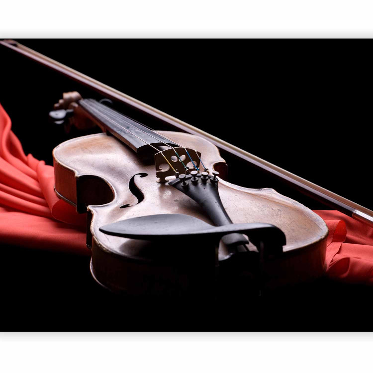 Wall Mural Classical Music - Violin lying on a red scarf on a black background 61378 additionalImage 5